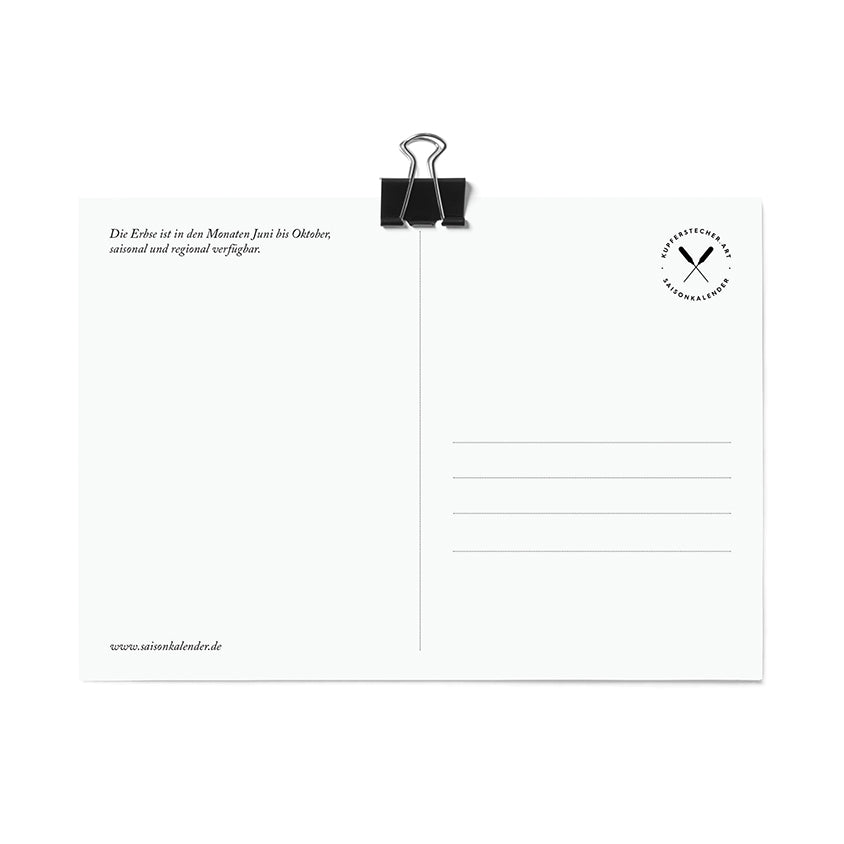 Postkarte Erbse Back